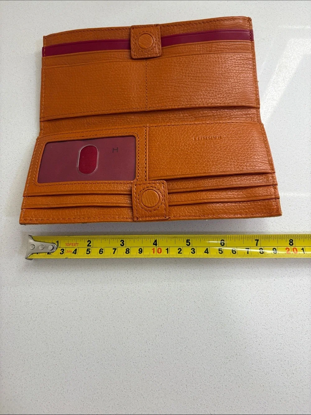 Hammitt 110 North Candlelight Orange Leather w/ Silver Rivets Wallet—Roomy! New
